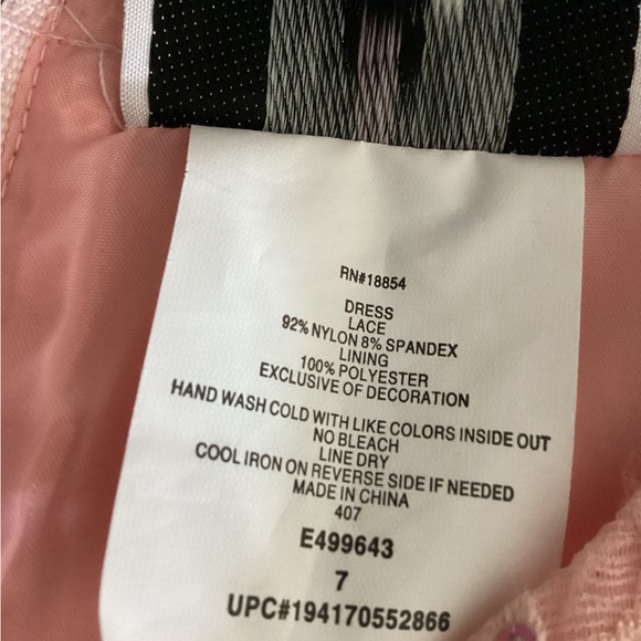 💗 Girls formal dress Sz 7 pink lace fancy sequins wedding black tie flower girl - Picture 10 of 10